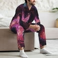 thumbnail image 5 of Salouo Neon Futuristic Dragon Print Button-Front Long Sleeve Pajama Set for Men, Soft 2Pjs Men's Long Sleeve Sleepwear -Medium, 5 of 7
