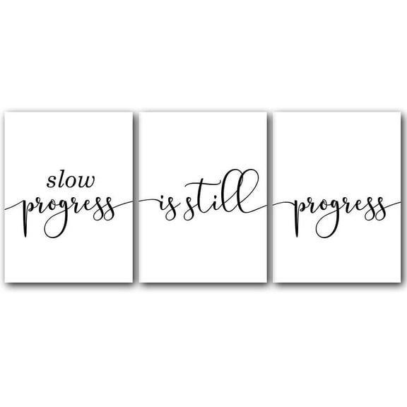 Slow Progress Is Progress, Set of 3 Poster Prints, Home Wall Décor, Motivational/Inspirational Quote