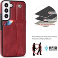 thumbnail image 6 of Design for Samsung Galaxy S22 5G Phone Case with Screen Protector Adjustable Wrist Strap Kickstand Credit Card Slot Slim Shockproof Hybrid Rugged Protective Cover for Women Men Girls 6.1 inch Red, 6 of 7