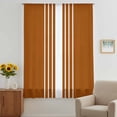 thumbnail image 3 of Burnt Orange White Stripe Sheer Curtains 45 Inches Long, Modern Rustic Vertical Striped Light Filering Curtains, Breathable Simi Curtain Privacy Drapes for Kitchen Bathroom Small Window Treatment, 3 of 9