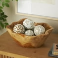 thumbnail image 2 of DecMode Brown 3" Floral Glossy Ceramic Orbs & Vase Filler with Varying Floral and Scroll Patterns (6 Count), 2 of 9