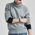 thumbnail image 4 of IROINNID Men's Sweater Turtleneck Long Sleeve Jumper Mid-Length Solid Color Knit Pullover Autumn Winter Patchwork Sweater Top Blouse, 4 of 8