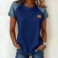 thumbnail image 3 of Going Out Tops for Women Casual Crew Neck Short Sleeve Shirts Block Color Dressy Blouses Summer Clothes, 3 of 6