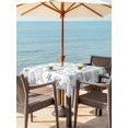 thumbnail image 3 of Outdoor Tablecloth with Umbrella Hole for Patio/Picnic/Party/Camping, Coastal Nautical Waterproof Table Cloth Square Cover Washable, Watercolor Beach Shell Starfish Conch Summer (54"x 54"), 3 of 8