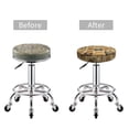 thumbnail image 5 of Bingfone coffee Stamps Padded Round Bar Stool Cover Cushion with Elastic Fabric Round Chair Seat - coffee Stamps, 5 of 7