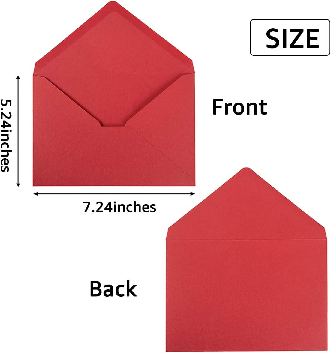 A7 Printable Red Envelopes 5X7 50 Pack - Quick Self Seal,for 5x7 Cards|  Perfect for Weddings, Invitations, Photos, Graduation, Baby Shower| 5.25 x