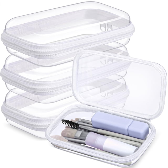 Funda rígida transparente con cierre de plástico, bolsa de maquillaje Hoolerry