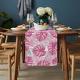 thumbnail image 2 of Pink Palm Leaf Table Runner - 108 Inch Long, Kitchen Dining Table Runner Dresser Scarves, Tropical Vintage Grey Summer Plant Farmhouse Decor for Coffee Tables Wedding Party Banquet, 2 of 8