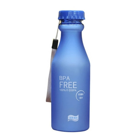 JeashCHAT Water Bottle , 550ML Outdoor Sports Travel Water Bottle with Carry Strap, Portable Leak-proof Cycling Camping Water Cup for Kids Adults, Birthday Gift, Dark Blue