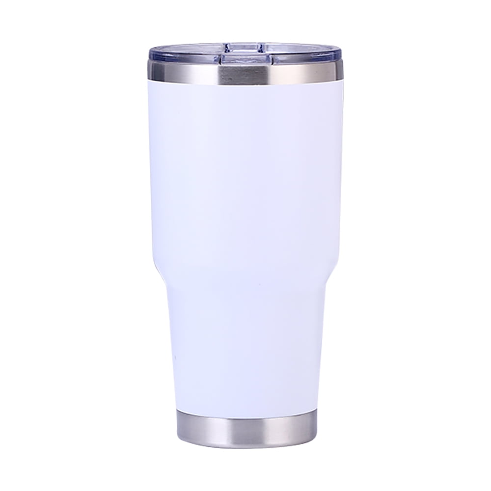 1pc 40oz Insulated Tumbler, Powder Coated White Color, Inner Layer 304 Stainless  Steel, Outer Layer 201 Stainless Steel, With Handle And A Pp Straw,  Suitable For Outdoor, Car, Party, Gift, Etc.