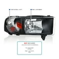 thumbnail image 3 of Spec-D Tuning 1PC Style Black Headlights Compatible with 1994-2001 Dodge Ram 1500, 1994-2002 Ram 2500 3500, L+R Pair Head Lights Lamps Assembly, 3 of 6