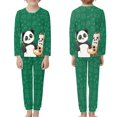 thumbnail image 3 of DISNIMO Green Panda Pajama Kids Size 9 for Girl Kids Matching Pajamas Boy and Girl Pajama 2 Pieces Set Long Sleeve Pajama Set for Girls Kids Crew Neck Pajama Set for Kids, 3 of 7