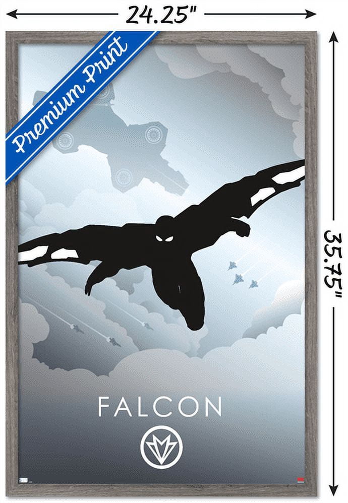 Marvel Heroic Silhouette - Falcon Wall Poster, 22.375" x 34", Framed
