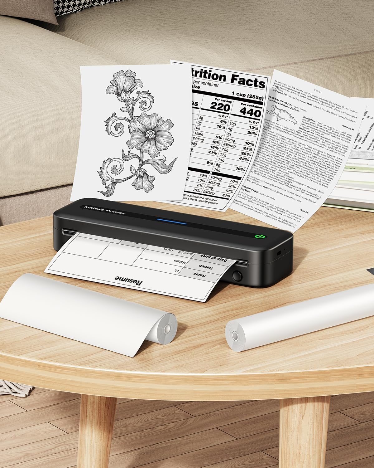 Phomemo A4 Printer Paper, White Thermal Paper Compatible with M08F/M832/M833/M834/M835 Portable A4 Thermal Printer, 8.27" x 11.69 "(210 mm x 297 mm), 100 Sheets/Box