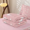 thumbnail image 6 of Manfei Cartoon Moon Stars Zipper Full Size Comforter Sets with Fitted Sheet and 2 Pillowcases,Cute Space Theme Zipper Bedding Set,Pink White,Pink Reversible,4pcs, 6 of 8