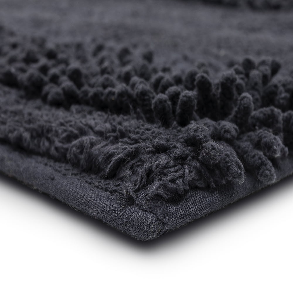 Mohawk Home Plush Cotton Fade/Stain Resistant Non-slip Machine Washable Bath Mat, Charcoal, 1' 5" x 2'