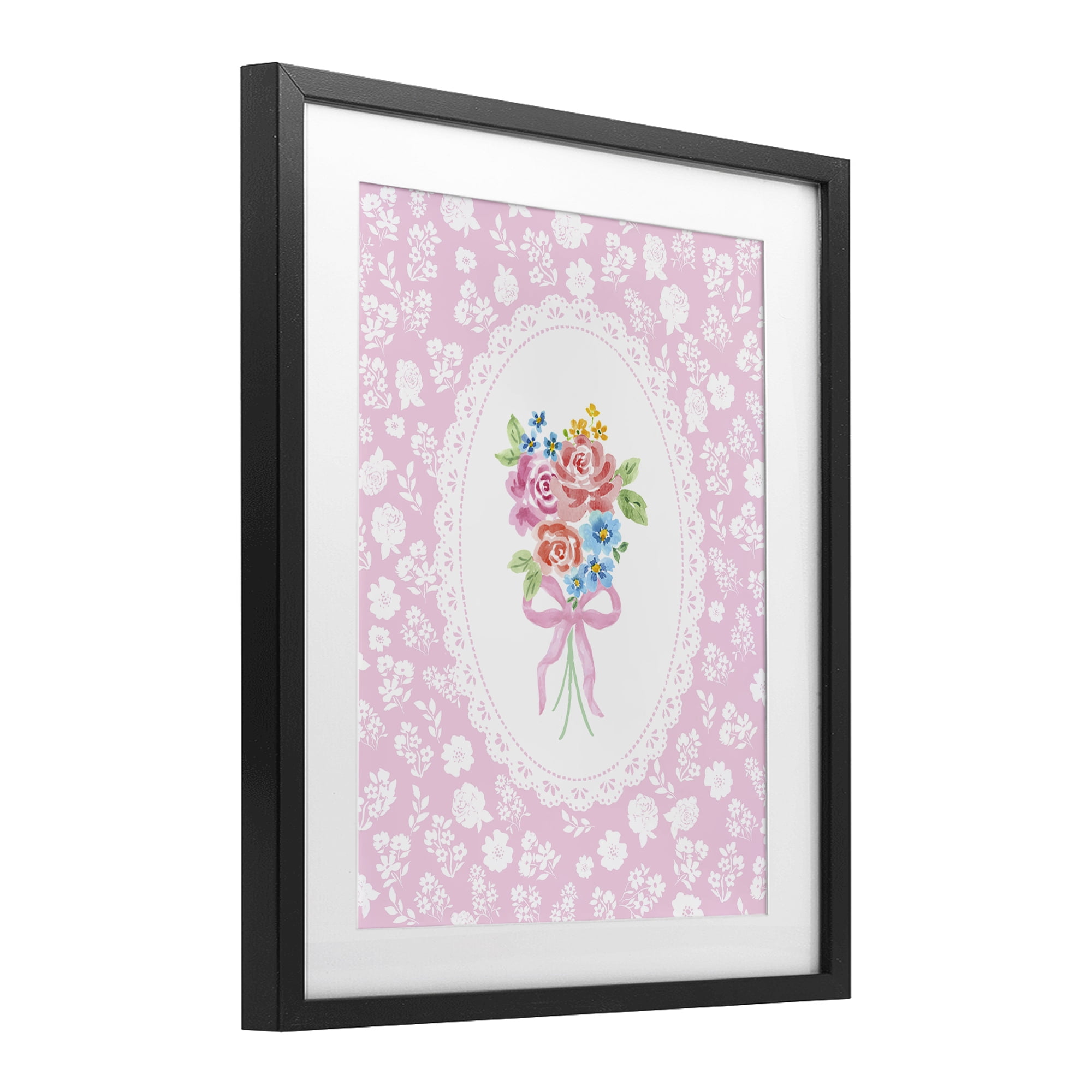Stupell Industries Pink Feminine Bouquet Black Framed Print Under Glass, design by Corinne Haig