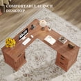 thumbnail image 6 of 67'' Farmhouse L Shape Desk with File Drawers and Charging Station for Home Office, Cherry Brown, 6 of 9