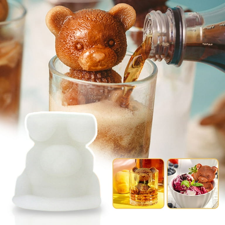 Ice Cube Mold Silicone Cute Animal Ice Cube Mold Abrasive 3D Ice Cube Mold  Bear Mold Silicone Creative Coffee Milk Tea Ice cube