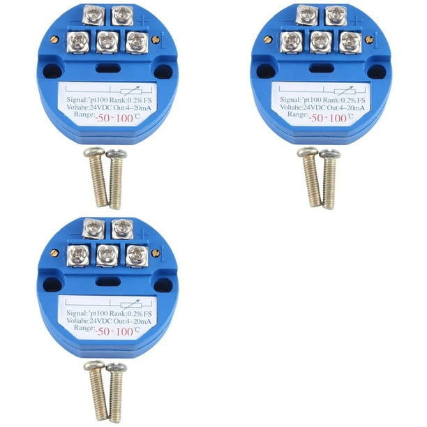 3X Módulo Transmisor de Temperatura RTD PT100 Resistencia Térmica -50-100°C DC24V Salida 4-20MA