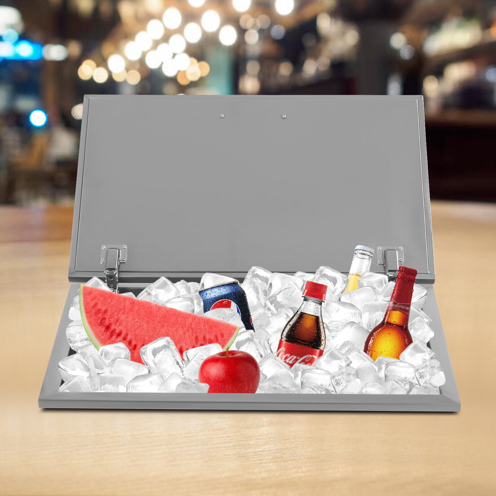 Drop in Ice Chest Beer Ice Bin Chiller Cooler Stainless Steel with Hinged Cover
