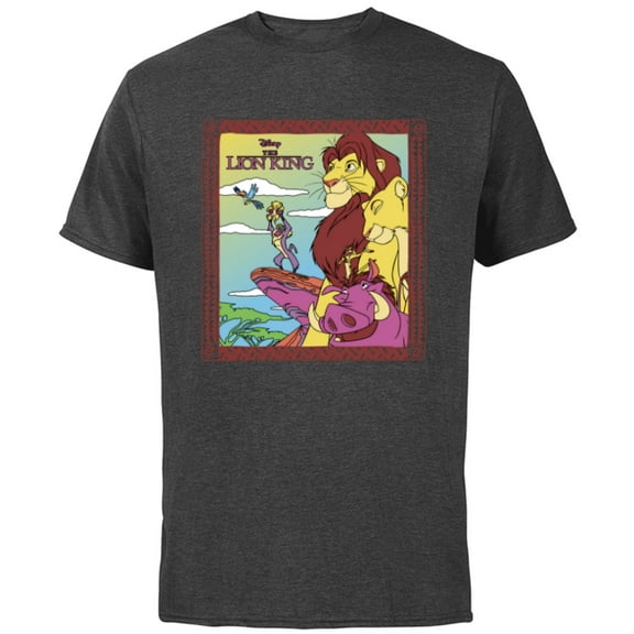 Disney The Lion King 30th Anniversary Family Retro Colors - Short Sleeve Cotton T-Shirt for Adults - Customized-Charcoal