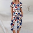thumbnail image 6 of Womens 4th of July Pajama Sets Independece Day Patriotic Star Print Nightwears Short Sleeve Top and Capri Pants PJ Sets, 6 of 6