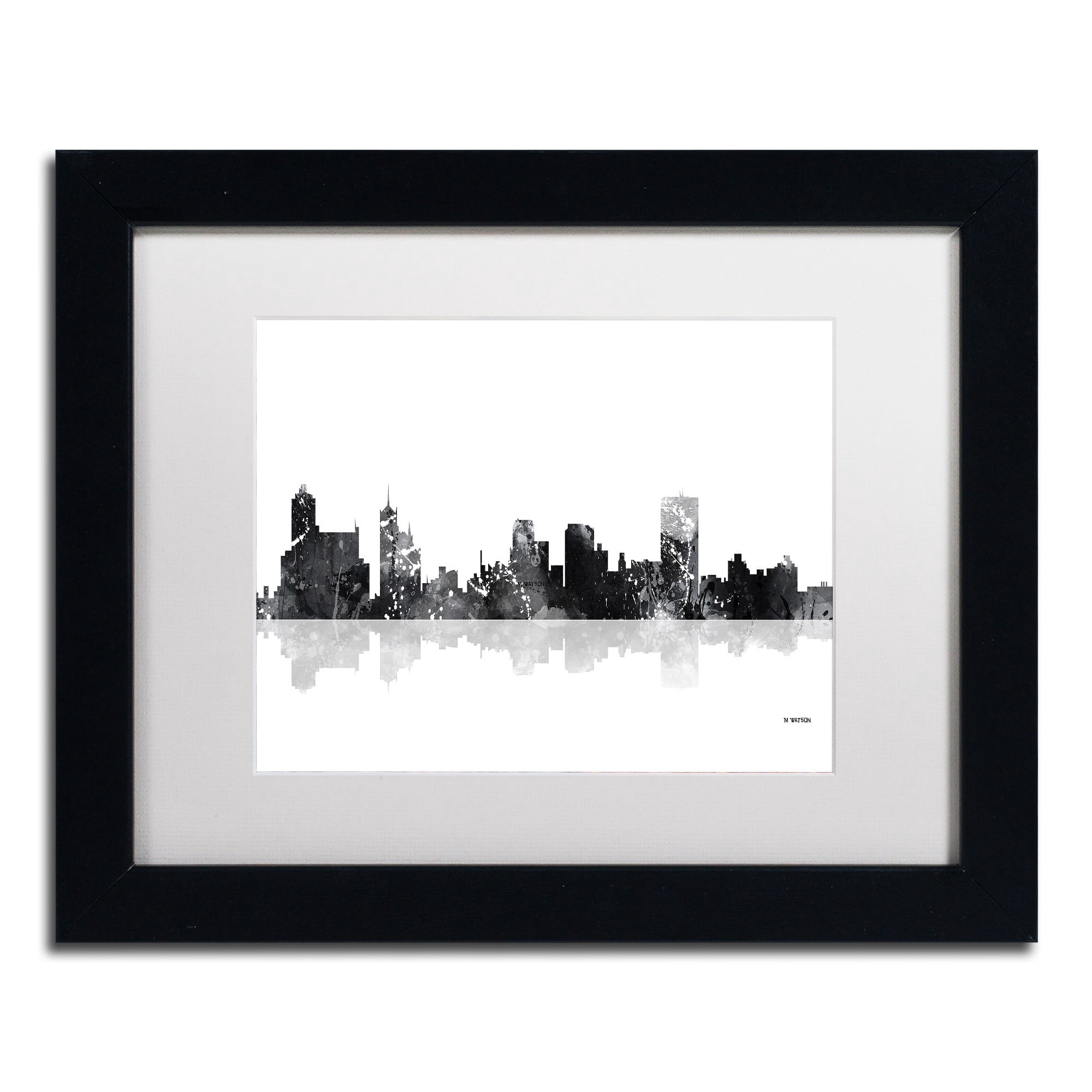 Trademark Fine Art "Memphis Tennessee Skyline BG-1" Canvas Art by Marlene Watson, White Matte, Black Frame