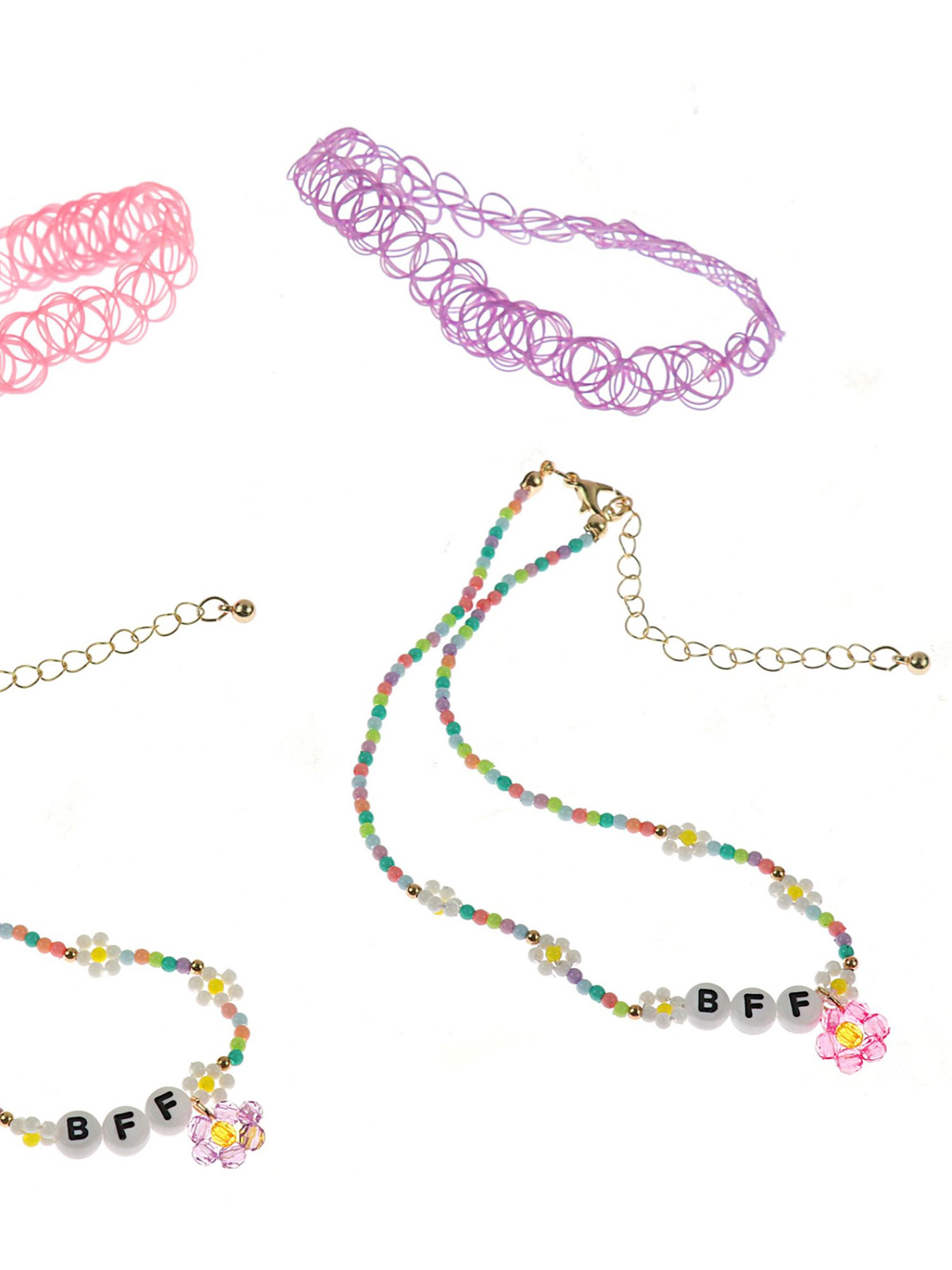 Wonder Nation Girls’ BFF Stretch Choker Set, 4-Piece
