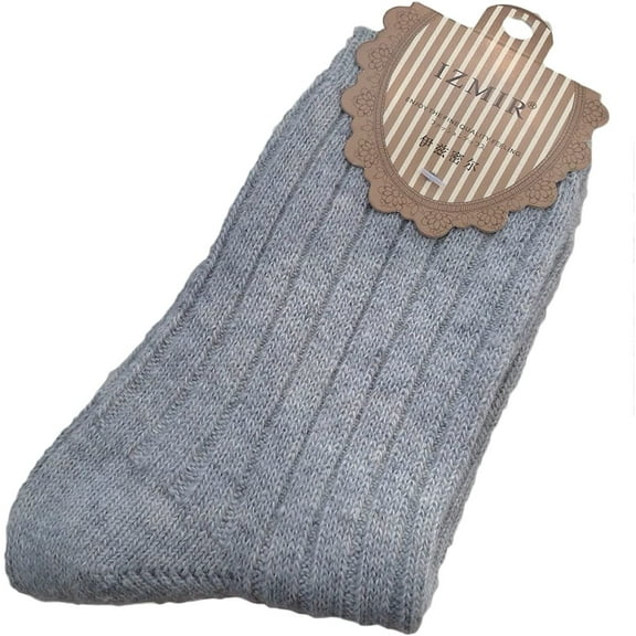 Lovely Annie Women's 2 Pairs Thick Wool Socks Stripped Casual Size UK 3-8/EUR 36-39(Grey)