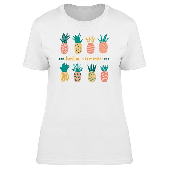 Hello Summer / Ethnic Pineapples T-Shirt Women -Image by Shutterstock, Female Medium