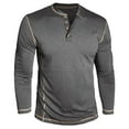 thumbnail image 4 of KHONTS Men's Henley Shirts Long Sleeve Casual T Shirts Basic Classic Vintage Cotton Tee Shirts Button Shirts Dark Gray M, 4 of 7