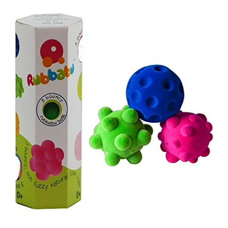sensory tactile squishy rubbabu 3pk fuzzy foam balls surface toddler rubber safe toy soft ball natural baby