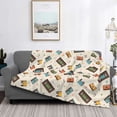 thumbnail image 2 of Honeii Retro Vintage Tape print throw blanket, crafted from cozy cotton flannel, offers versatile home decor as a bedding suitable for all seasons.-40"x30", 2 of 6