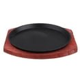thumbnail image 1 of Sizzling Fajita Pan Cast Iron Griddle Set with Wooden Steak Plate Round Cast Iron Pan Plate BBQ Grilling Plate for Home Restaurant Use, 1 of 6