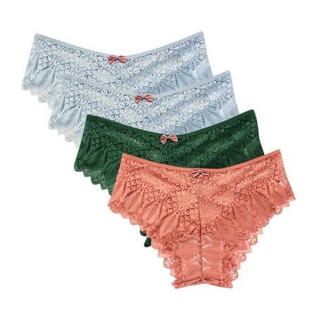 Underwear Women Pack Briefs Lace Thongs for Women  Seamless Ladies Thong Briefs Underwear Lace Panties Plus Size Underpant Lace Thongs for Women 4 Pack Boyshorts Panties for Women Orange XL