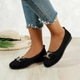 thumbnail image 2 of Black Bow Detail Slip-On Flats For Women Round Toe Closed Toe Breathable Shallow Mouth Low Heel Comfortable Casual Wear Plush Upper, 2 of 7