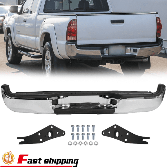 For 2005-2015 Toyota Tacoma Pickup Chrome Steel Complete Rear Bumper Assembly