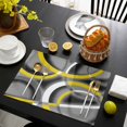 thumbnail image 3 of Yellow Geometric Placemats Set of 6, Gray Black Retro Abstract Stripes Lines Placemats for Dining Table, Place Mats for Kitchen Tabletop, Waterproof Wipeable Dining Table Mats Set, 3 of 9