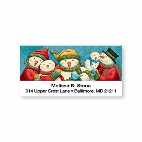 Snow Family Painted Portrait Sheeted Return Address Labels