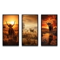 thumbnail image 2 of Designart "Cattle Silhouette Charm II" Animals Framed Wall Art Set Of 3 - Orange Cattle Frame Gallery Wall Set For Home Decor, 2 of 6