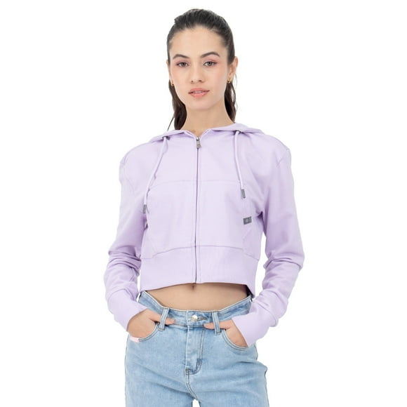 SUDADERA PARA MUJER QUARRY CORTA CON CAPUCHA Y CIERRE