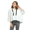 thumbnail image 4 of Women’s Crop Top Hoodie Sweatshirt Oversized Casual 3/4 Sleeve One Size White, 4 of 7