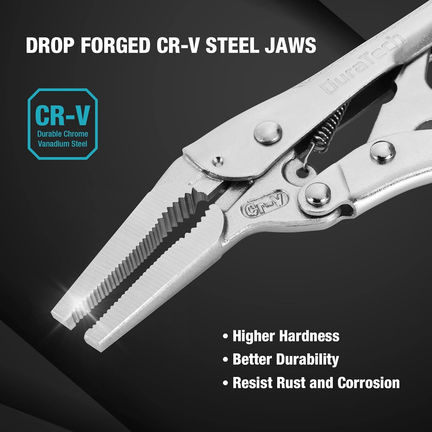 6-1/2Inch Long Nose Locking , Premium Cr-V Construction, Long Nose with Wire Cutter for Easy Access to Hard to Reach Areas