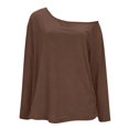 thumbnail image 5 of Womens Off Shoulder Tops 2026 Trendy Sexy Long Sleeve Shirt Dressy Casual Loose Fit Tunic Blouses Boat Neck Basic Tee, 5 of 5