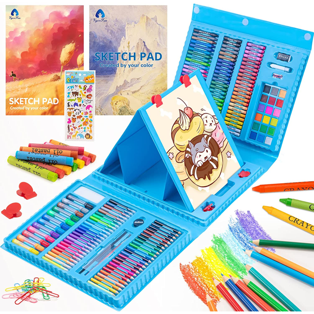208Pieces Drawing Art Kit With Double Sided Trifold Easel Sketch Pad  Coloring Book For Kids Sketch Pad Kids Art Supplies - AliExpress