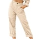 thumbnail image 1 of ICHUANYI ClearanceWomen Casual Solid Color Pockets Buttons Elastic Waist Comfortable Straight Pants(Beige, XXL) ICHUANYI WER20232080500893, 1 of 5