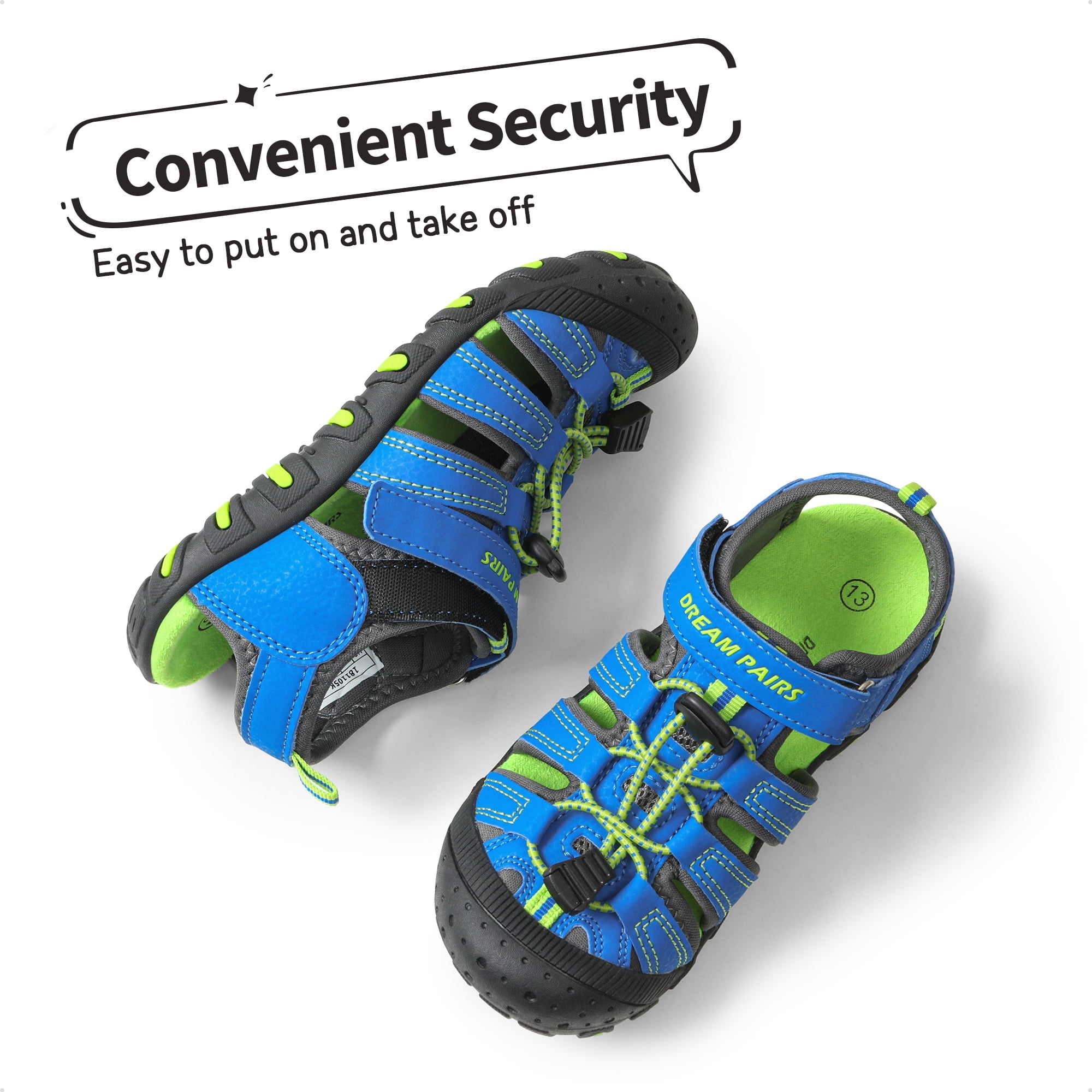 Dream Pairs Unisex Boys Girls Closed-Toe Outdoor Summer Sport Athletic Sandals Toddler/Little Kid/Big Kid 181105K ROYAL/BLUE/GREEN Size 9