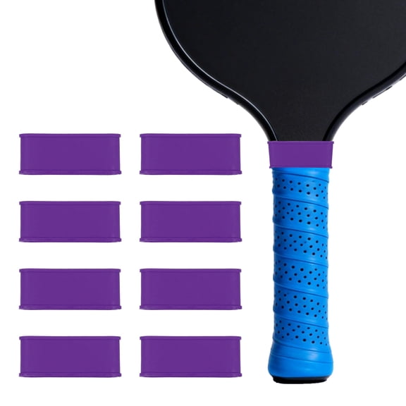 Uxcell Pickleball Paddle Grip Bands, Tennis Racket Grip Tape Grips Bands Handle Silicone Rings for Sports Rackets 8 Pack & Purple-Fitting for (Pickleball/Tennis/Squash/Badminton)