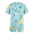 thumbnail image 3 of Rciityk Easter Scrub Tops Women Plus Size Bunny Eggs Print Short Sleeve V Neck Stretchy Holiday Nurse Working Uniform with Pocket, 3 of 4